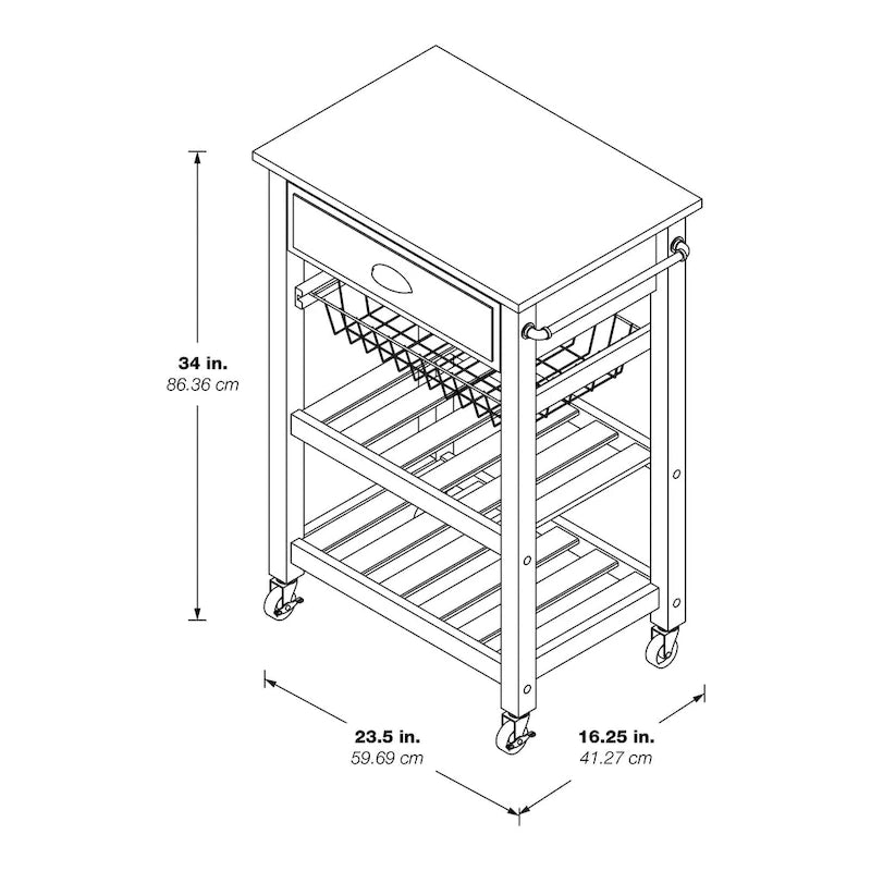 Desserte de cuisine roulante avec étagères de rangement et roues – Îlot utilitaire portable pour cuisine ou salle à manger