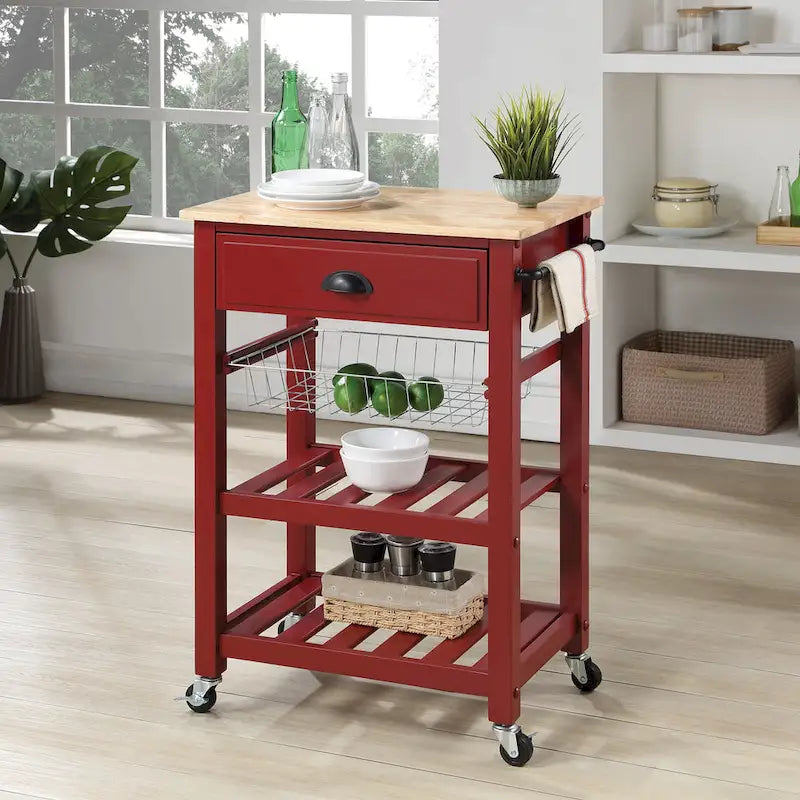 Desserte de cuisine roulante avec étagères de rangement et roues – Îlot utilitaire portable pour cuisine ou salle à manger