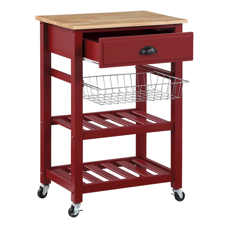 Desserte de cuisine roulante avec étagères de rangement et roues – Îlot utilitaire portable pour cuisine ou salle à manger