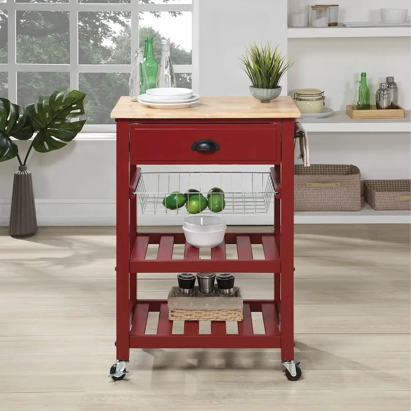 Desserte de cuisine roulante avec étagères de rangement et roues – Îlot utilitaire portable pour cuisine ou salle à manger