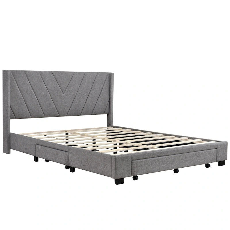 Lit Queen Size avec 3 tiroirs de rangement