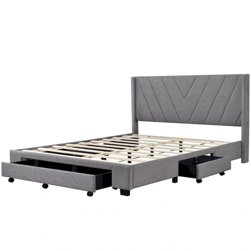 Lit Queen Size avec 3 tiroirs de rangement