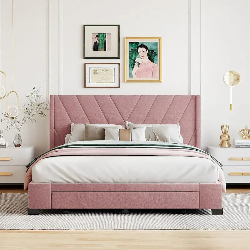 Lit Queen Size avec 3 tiroirs de rangement
