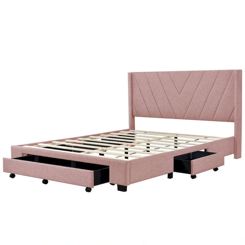 Lit Queen Size avec 3 tiroirs de rangement