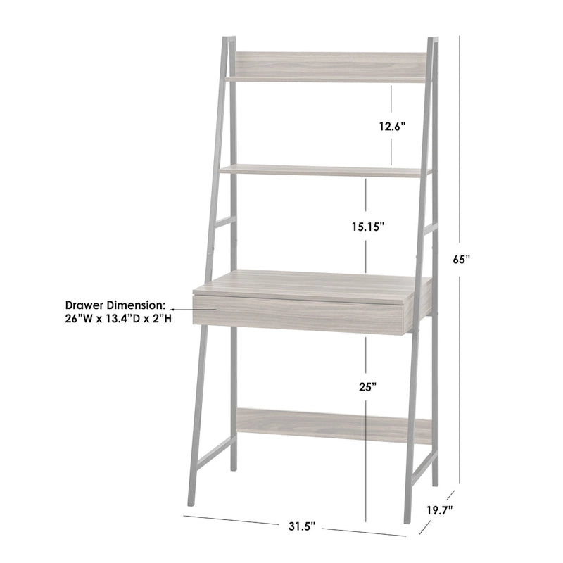 Bureau échelle peu encombrant avec étagères de rangement pour le bureau à domicile ou la chambre