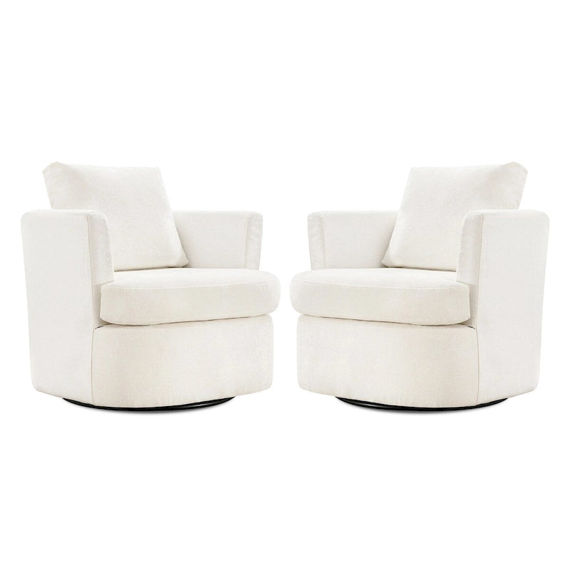 Ensemble de 2 Fauteuils Pivotants Modernes en Chenille pour Salon