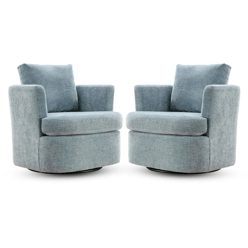 Ensemble de 2 Fauteuils Pivotants Modernes en Chenille pour Salon