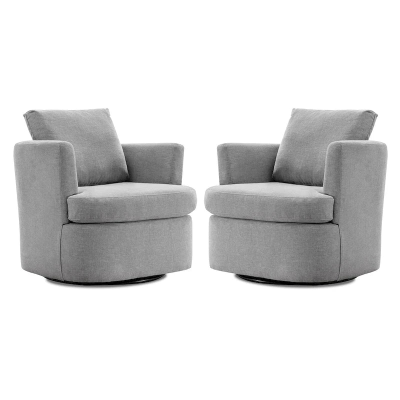 Ensemble de 2 Fauteuils Pivotants Modernes en Chenille pour Salon