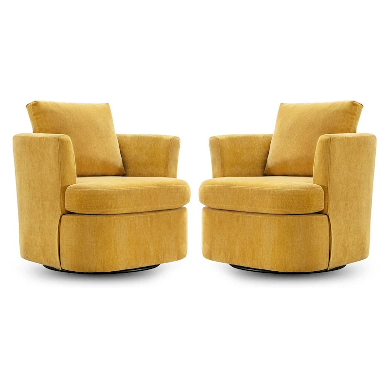 Ensemble de 2 Fauteuils Pivotants Modernes en Chenille pour Salon