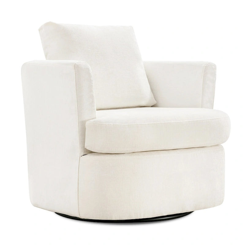 LUE BONA Modern Chenille Upholstered Swivel Accent Barrel Chair Set Modern Swivel Armchair for Living Room