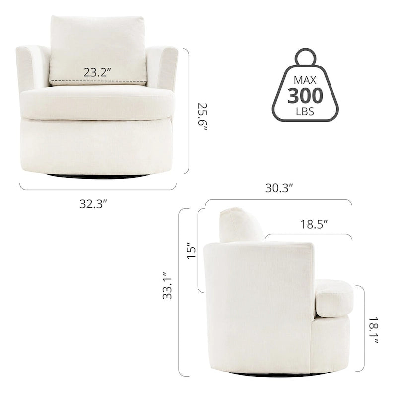 Ensemble de 2 Fauteuils Pivotants Modernes en Chenille pour Salon