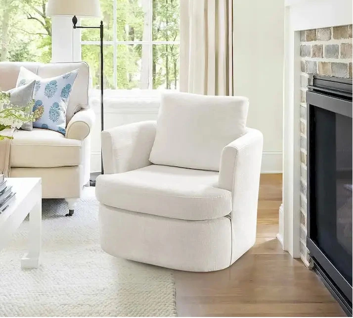 Ensemble de 2 Fauteuils Pivotants Modernes en Chenille pour Salon