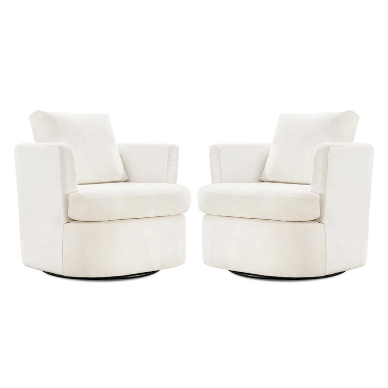 Ensemble de 2 Fauteuils Pivotants Modernes en Chenille pour Salon