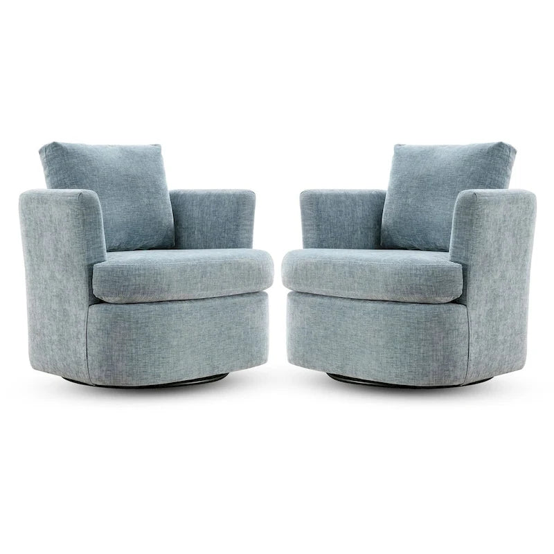 Ensemble de 2 Fauteuils Pivotants Modernes en Chenille pour Salon