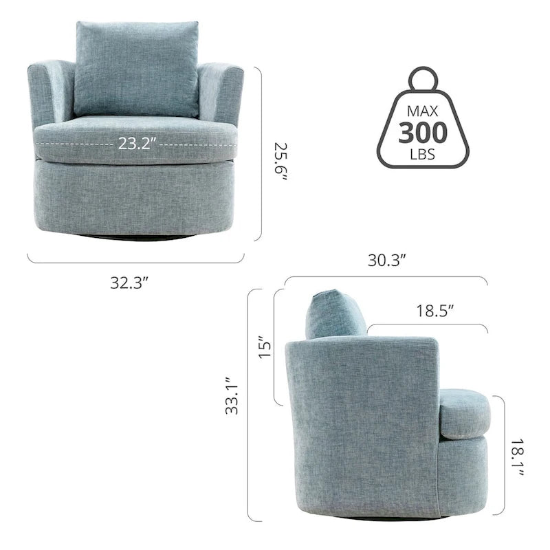 Ensemble de 2 Fauteuils Pivotants Modernes en Chenille pour Salon