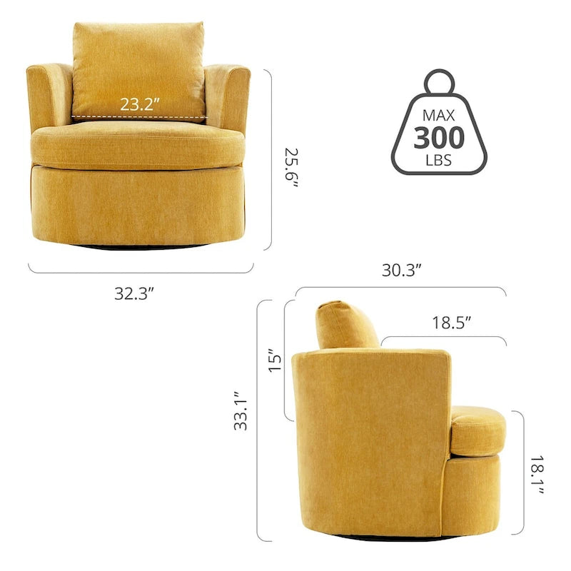 Ensemble de 2 Fauteuils Pivotants Modernes en Chenille pour Salon