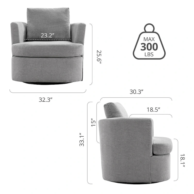 Ensemble de 2 Fauteuils Pivotants Modernes en Chenille pour Salon