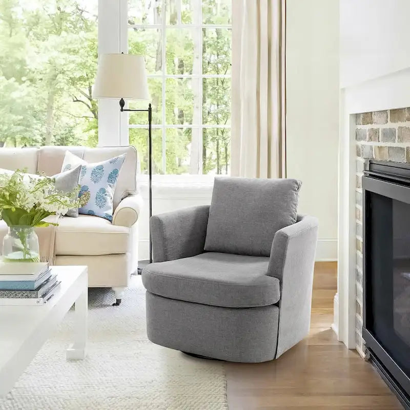 Ensemble de 2 Fauteuils Pivotants Modernes en Chenille pour Salon
