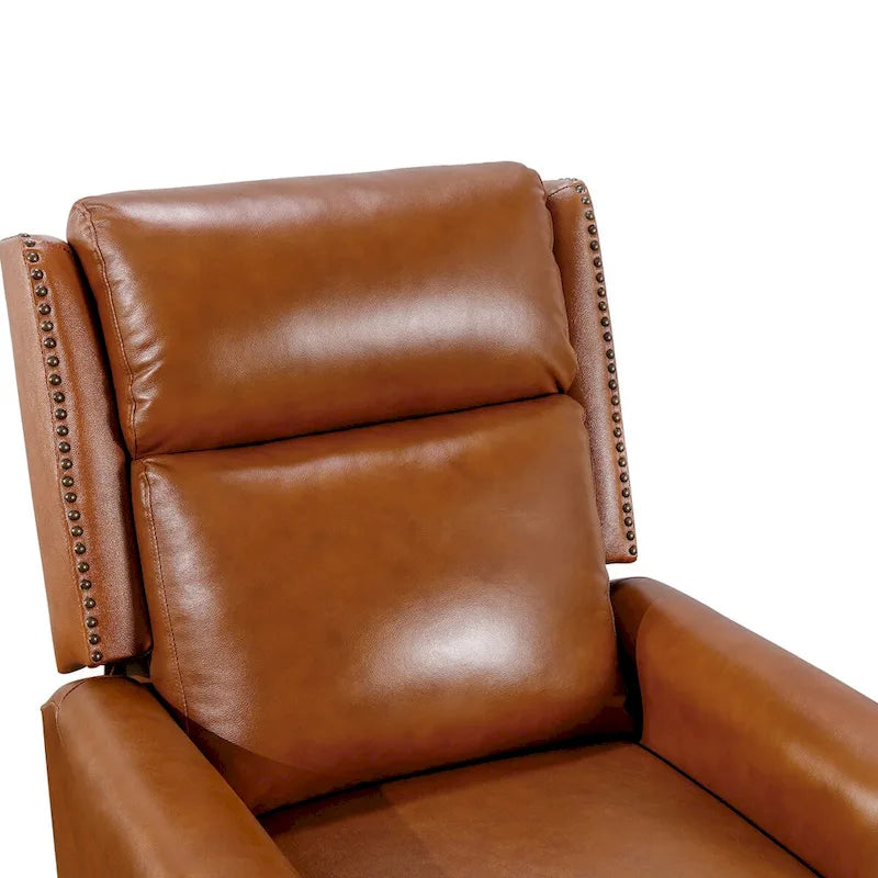 Fauteuil inclinable en cuir véritable à dossier réglable avec accoudoirs confortables pour salon