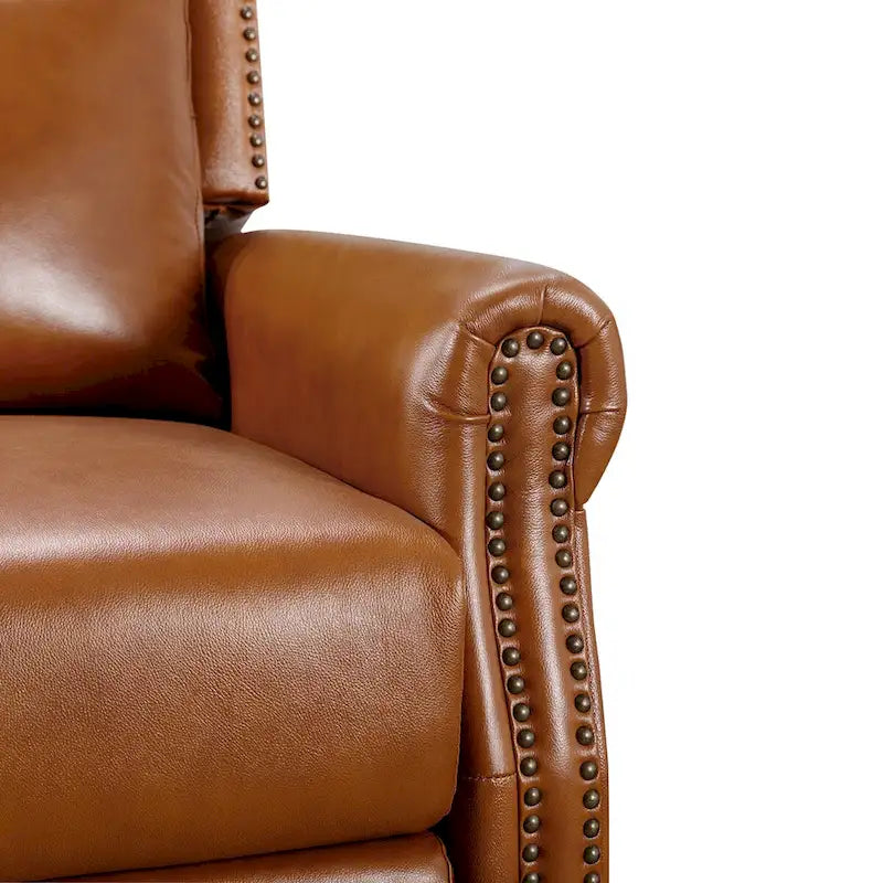 Fauteuil inclinable en cuir véritable à dossier réglable avec accoudoirs confortables pour salon