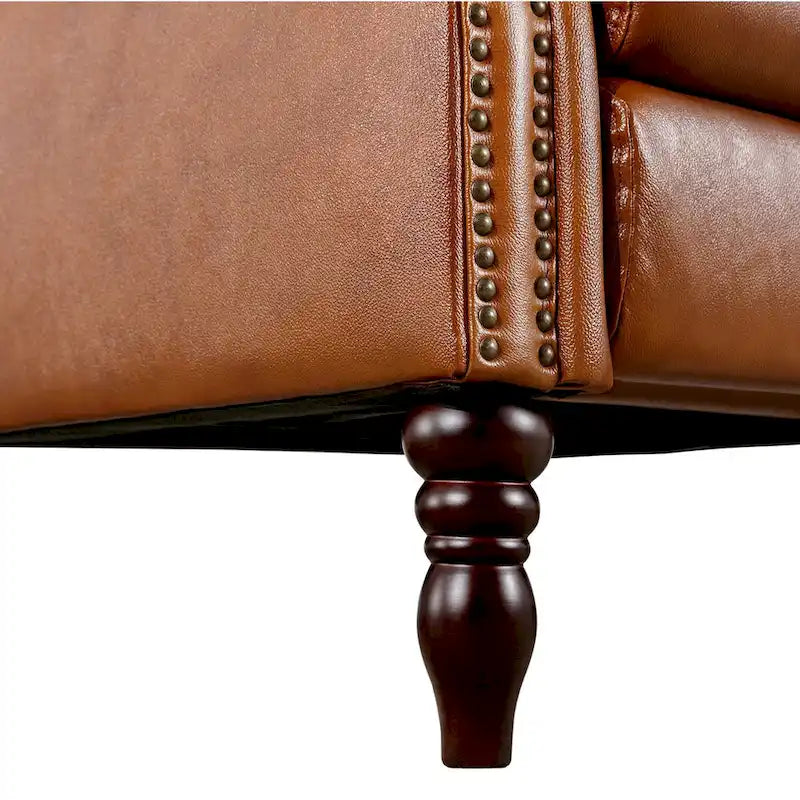 Fauteuil inclinable en cuir véritable à dossier réglable avec accoudoirs confortables pour salon