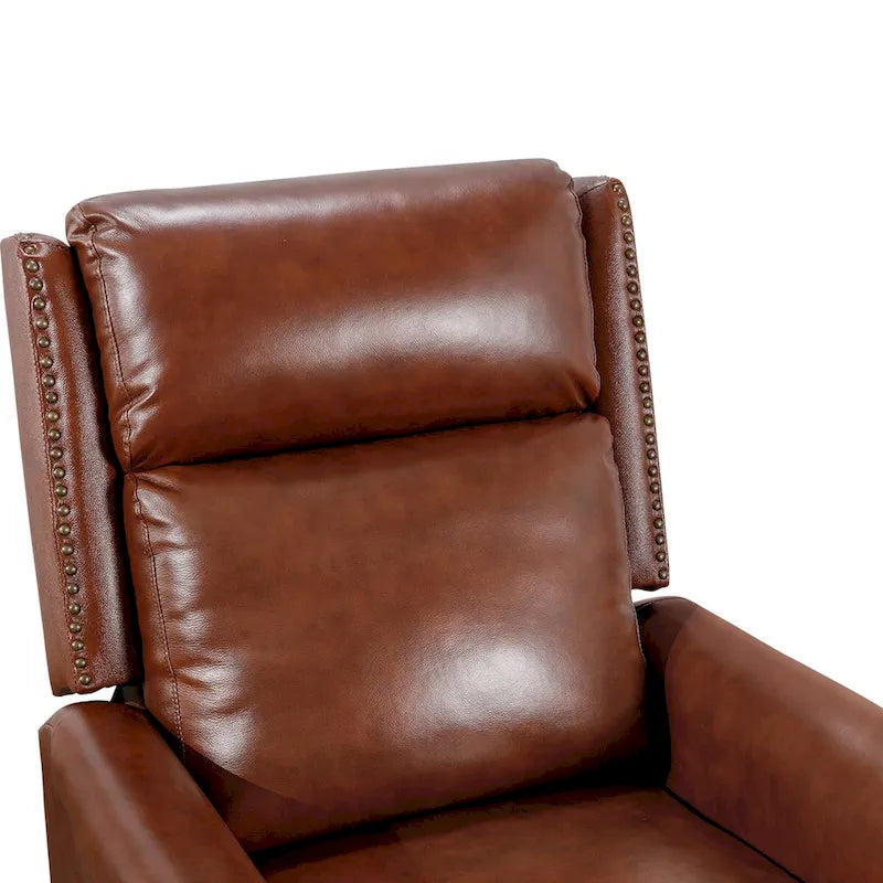 Fauteuil inclinable en cuir véritable à dossier réglable avec accoudoirs confortables pour salon