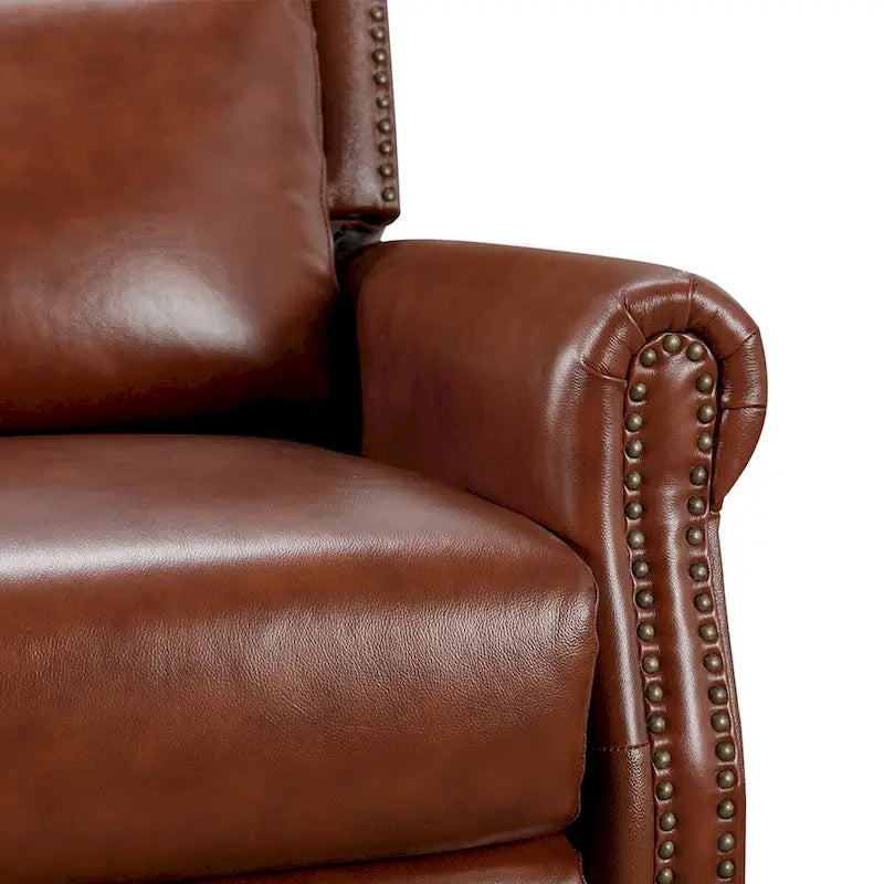 Fauteuil inclinable en cuir véritable à dossier réglable avec accoudoirs confortables pour salon