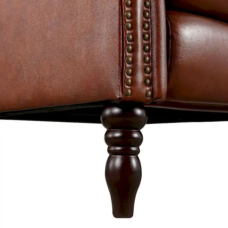 Fauteuil inclinable en cuir véritable à dossier réglable avec accoudoirs confortables pour salon