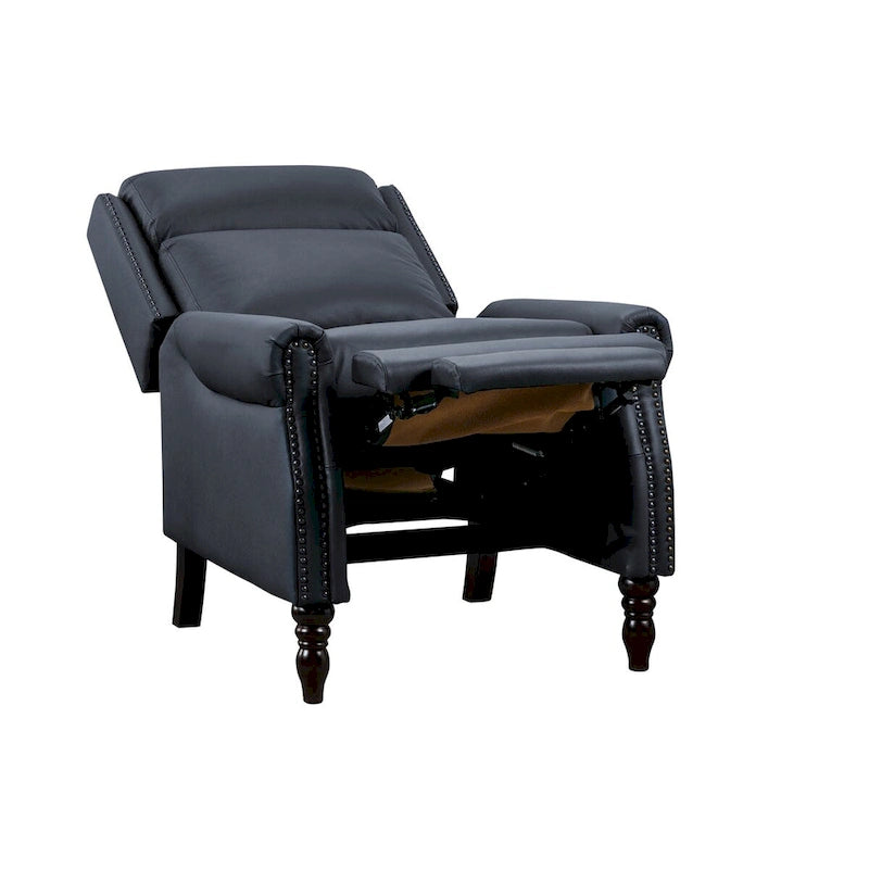 Fauteuil inclinable en cuir véritable à dossier réglable avec accoudoirs confortables pour salon