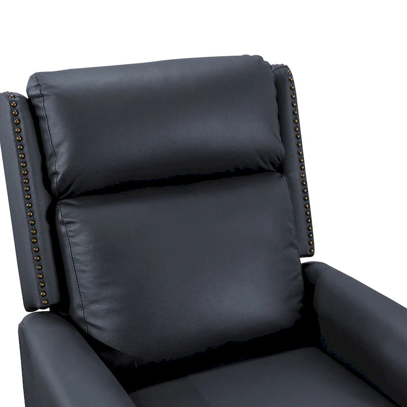 Fauteuil inclinable en cuir véritable à dossier réglable avec accoudoirs confortables pour salon