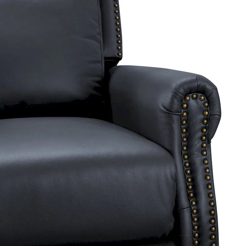 Fauteuil inclinable en cuir véritable à dossier réglable avec accoudoirs confortables pour salon