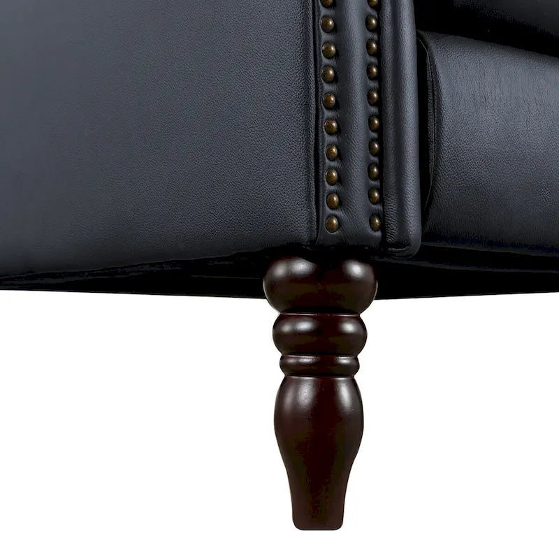 Fauteuil inclinable en cuir véritable à dossier réglable avec accoudoirs confortables pour salon