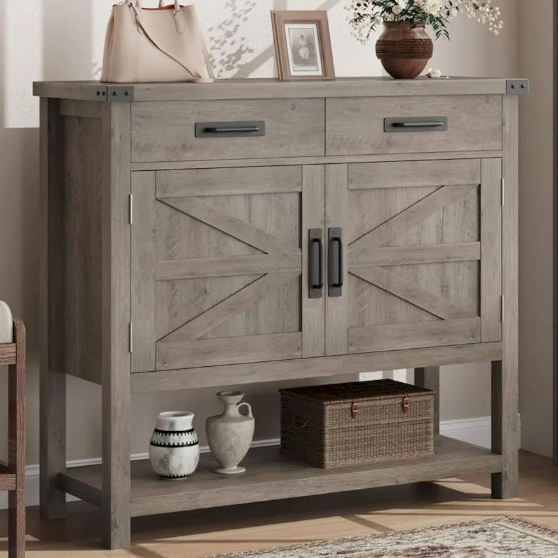 Table d'entrée de ferme avec armoire à 2 portes et 2 tiroirs