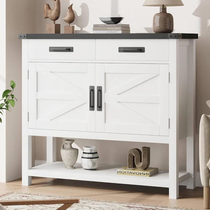 Table d'entrée de ferme avec armoire à 2 portes et 2 tiroirs