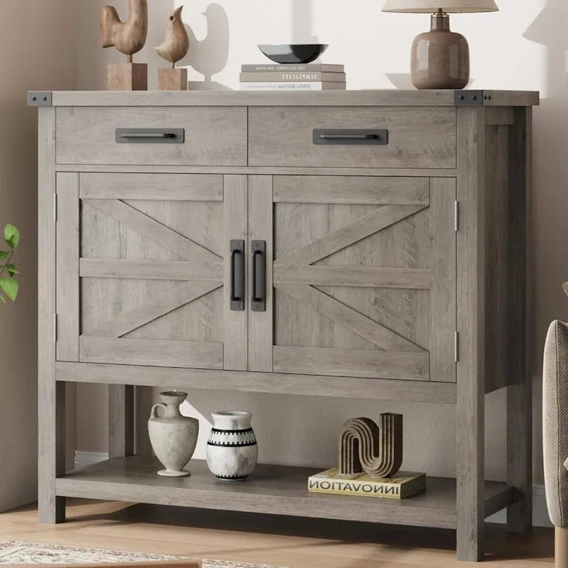Table d'entrée de ferme avec armoire à 2 portes et 2 tiroirs