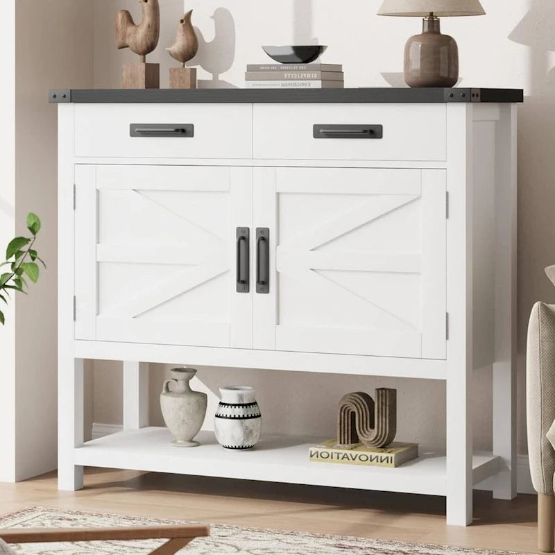 Table d'entrée de ferme avec armoire à 2 portes et 2 tiroirs