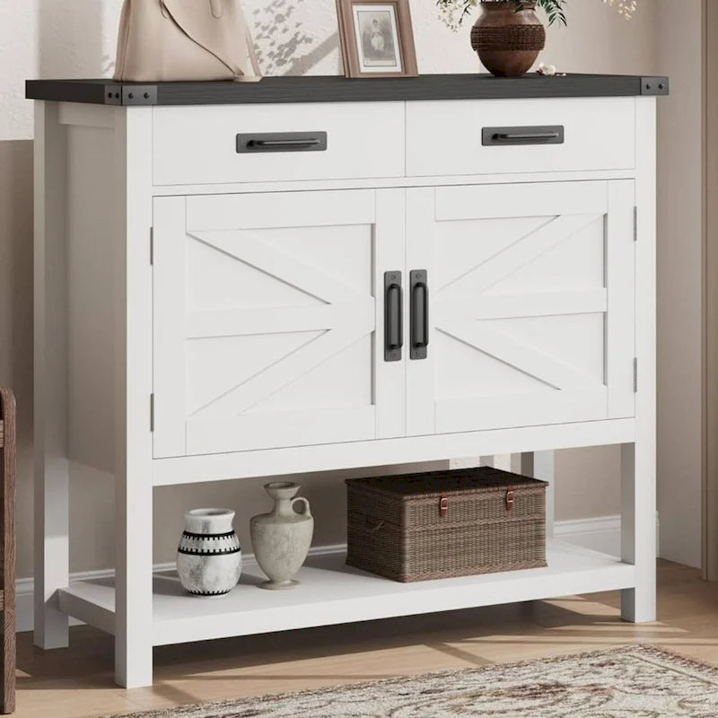 Table d'entrée de ferme avec armoire à 2 portes et 2 tiroirs