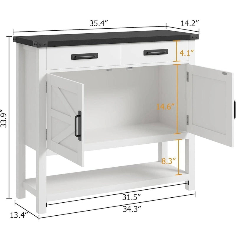 Table d'entrée de ferme avec armoire à 2 portes et 2 tiroirs